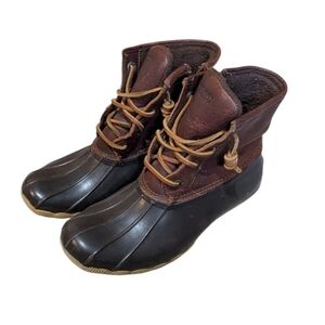 Sperry Top Sider Duck Boots Women Size 8 Brown Saltwater Waterproof Old Money